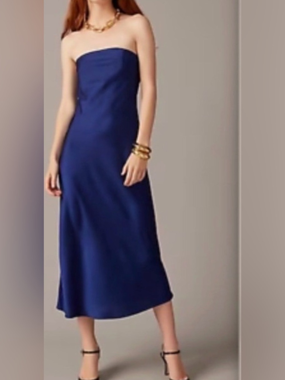 NWT‎ J.Crew Collection Strapless Gwyneth Slip Dress Blue Midi Silky 12 BU271